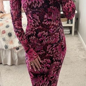 AFRM Vibrant Pink and Black Maxi Dress